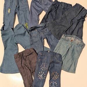 American Girl Fit Other Brand & Handcrafted Lot of 9 Denim Jeans